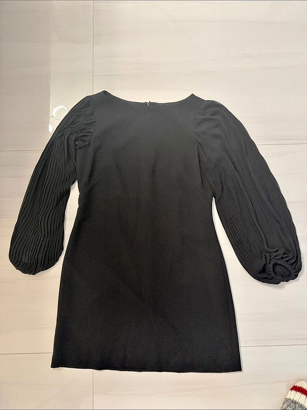 White House Black Market Black Pleated Puff Dress
